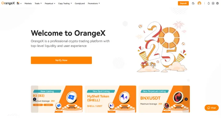 OrangeX Exchange Page
