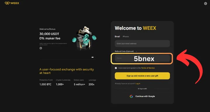 WeeX Exchange SignUp